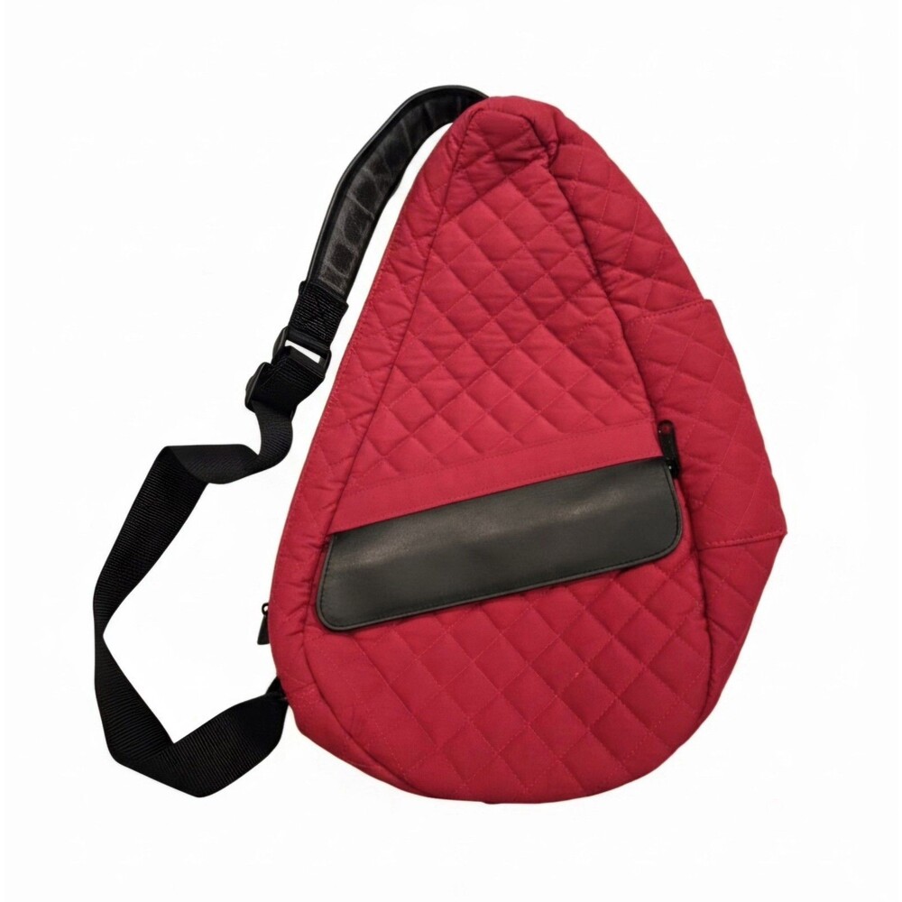 L.L.Bean Red Quilted Backpack Black Trim Preppy Fall Lightweight Flaws